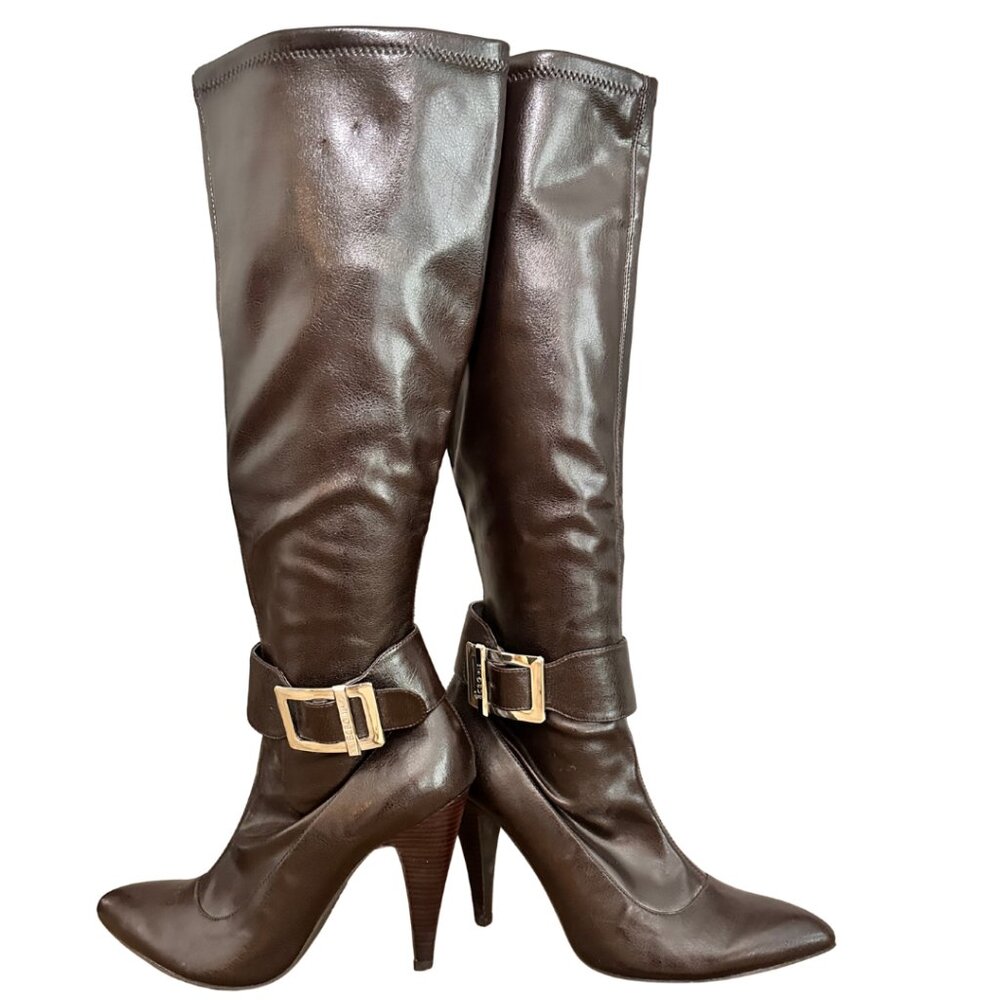 BCBGirls   hi zip 4”heel soft and shiny boots. NEW SIZE 7 1/2B